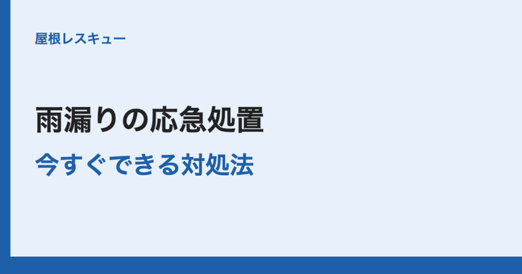 雨漏りの応急処置今すぐできる対処法
